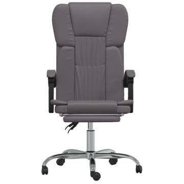 Reclining Office Chair - Grey Faux Leather Comfort & Style