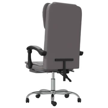 Reclining Office Chair - Grey Faux Leather Comfort & Style