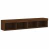 Stylish Brown Oak TV Cabinets with LED Lights - 2 pcs Set