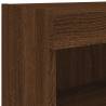 Stylish Brown Oak TV Cabinets with LED Lights - 2 pcs Set