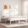 Bed Frame with Headboard White King Size Solid Wood Colour white Size 150 x 200 cm 