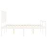 White King Size Bed Frame with Headboard - Solid Pine Wood