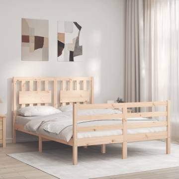 Solid Wood Bed Frame with Headboard 140x200 cm - Hipo Market