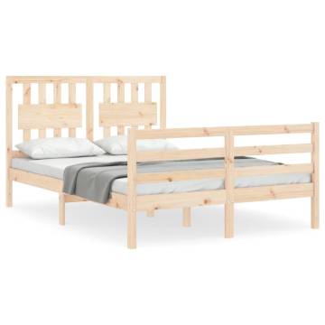 Solid Wood Bed Frame with Headboard 140x200 cm - Hipo Market