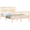 Solid Wood Bed Frame with Headboard 140x200 cm - Hipo Market