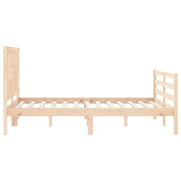 Solid Wood Bed Frame with Headboard 140x200 cm - Hipo Market