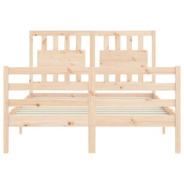 Solid Wood Bed Frame with Headboard 140x200 cm - Hipo Market