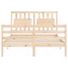 Solid Wood Bed Frame with Headboard 140x200 cm - Hipo Market