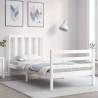 Bed Frame with Headboard White Single Solid Wood Colour white Size 90 x 190 cm 