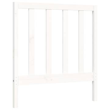 White Single Bed Frame with Headboard - Solid Wood Design