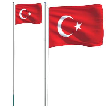 Turkey Flag and 6.23m Aluminium Pole - Durable & Eye-Catching