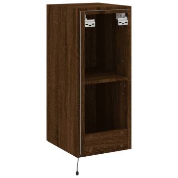 Stylish Brown Oak TV Wall Cabinet with LED Lights | HipoMarket