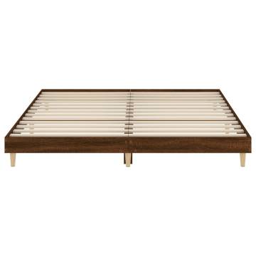 Brown Oak Bed Frame 140x200 cm | Durable Engineered Wood