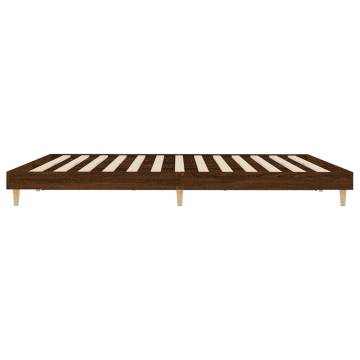 Brown Oak Bed Frame 140x200 cm | Durable Engineered Wood