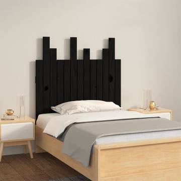 Elegant Black Wall Headboard - Solid Pine 82.5x3x80 cm