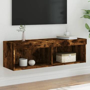 Stylish Smoked Oak TV Cabinet with LED Lights | Hipomarket