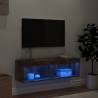 Stylish Smoked Oak TV Cabinet with LED Lights | Hipomarket