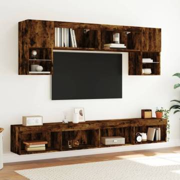 Stylish Smoked Oak TV Cabinet with LED Lights | Hipomarket