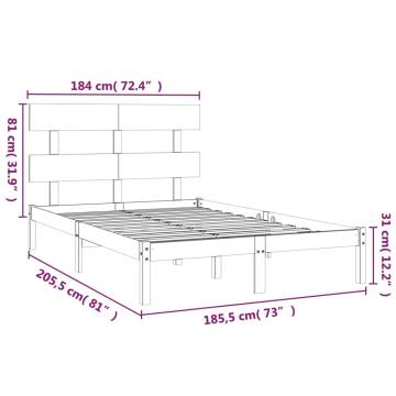 Black Solid Wood Bed Frame 180x200 cm - Super King Size