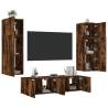 6 Piece TV Wall Units with LED Smoked Oak Engineered Wood Colour smoked oak Quantity in Package 1 