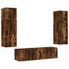 6 Piece LED TV Wall Units in Smoked Oak | Hipomarket