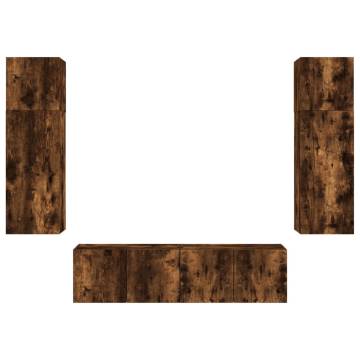 6 Piece LED TV Wall Units in Smoked Oak | Hipomarket