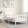 White Solid Wood Bed Frame with Headboard - Single Size