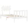 White Solid Wood Bed Frame with Headboard - Single Size