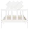 White Solid Wood Bed Frame with Headboard - Single Size