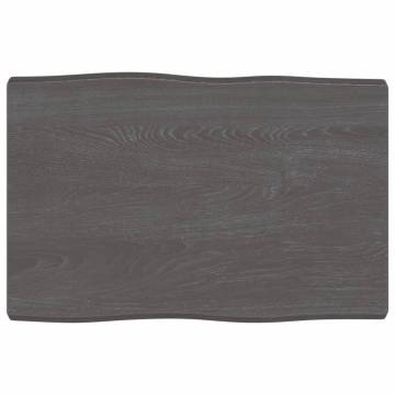 Table Top Dark Brown Solid Wood Live Edge - 60x40 cm