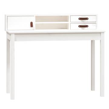 Stylish White Desk 110x50 cm | Solid Pine Wood - Hipo Market