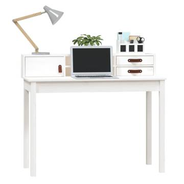 Stylish White Desk 110x50 cm | Solid Pine Wood - Hipo Market