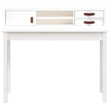 Stylish White Desk 110x50 cm | Solid Pine Wood - Hipo Market