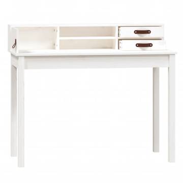 Stylish White Desk 110x50 cm | Solid Pine Wood - Hipo Market