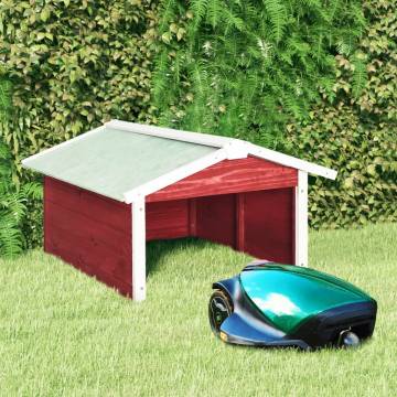 Robotic Lawn Mower Garage - Red & White Firwood | HipoMarket