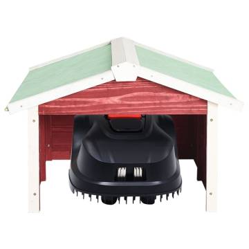 Robotic Lawn Mower Garage - Red & White Firwood | HipoMarket