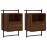 Wall-Mounted Bedside Cabinets - Brown Oak | HipoMarket