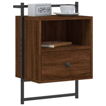 Wall-Mounted Bedside Cabinets - Brown Oak | HipoMarket