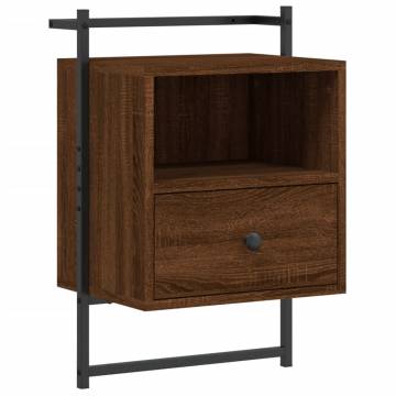 Wall-Mounted Bedside Cabinets - Brown Oak | HipoMarket