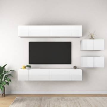 Modern 8 pcs High Gloss White TV Cabinets | HipoMarket UK