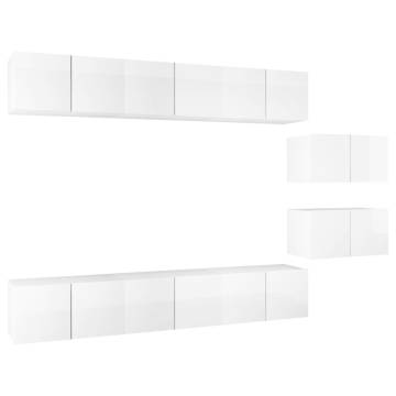 Modern 8 pcs High Gloss White TV Cabinets | HipoMarket UK