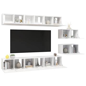 Modern 8 pcs High Gloss White TV Cabinets | HipoMarket UK