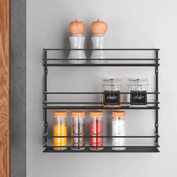 Metaltex 3-Tier Wall Spice Rack Pepito Black | Space Saver