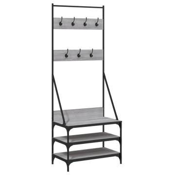 Clothes Rack with Shoe Storage - Grey Sonoma 70x40x184 cm