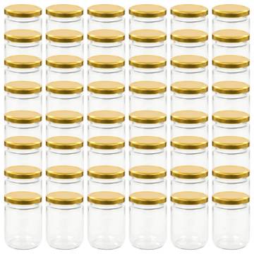 Glass Jam Jars with Gold Lid - 48 pcs - 230 ml - HipoMarket