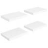 Stylish Floating Wall Shelves - Set of 4 - White MDF