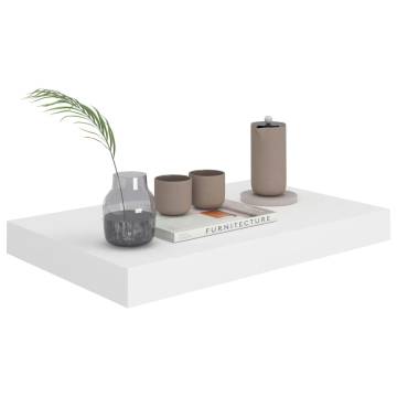 Stylish Floating Wall Shelves - Set of 4 - White MDF