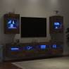 Smoked Oak TV Wall Cabinets with LED Lights - 2 pcs