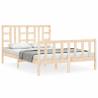 Solid Wood Bed Frame with Headboard - 140x190 cm | Hipo Market