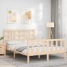 Solid Wood Bed Frame with Headboard - 140x190 cm | Hipo Market